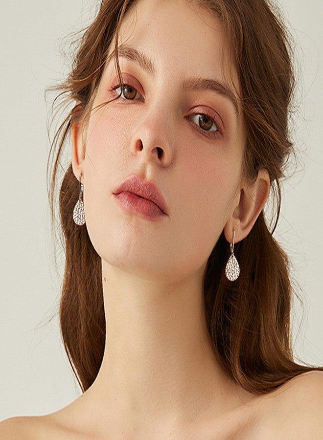 أليكس كرافت أقراط متدلية على شكل دمعة من الفضة الإسترلينية من أليكس كرافت للنساء، أقراط فضية مضادة للحساسية، أقراط متدلية على شكل دمعة بمشبك خلفي، أقراط متدلية مطروقة للنساء، هدايا مجوهرات - Image 5