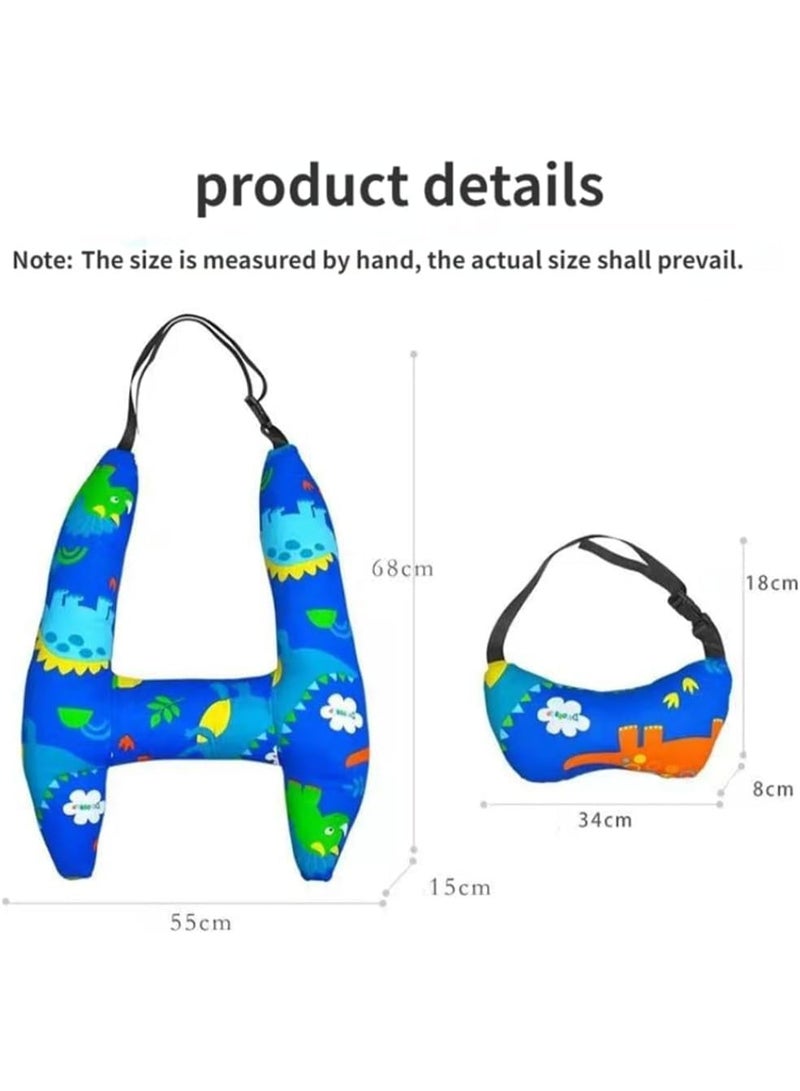 MostNow Kid Car Sleeping Head Support Pillow, Travel Pillow with Headrest Head, Neck, Arm Support for Kids. H-Shape Kid Car Sleeping Head Support. (Blue) - Image 3