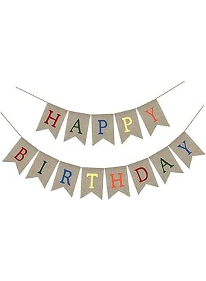 Colorful Linen Birthday Banner Dovetail Bunting Pull Flag For Party Decoration - Image 1