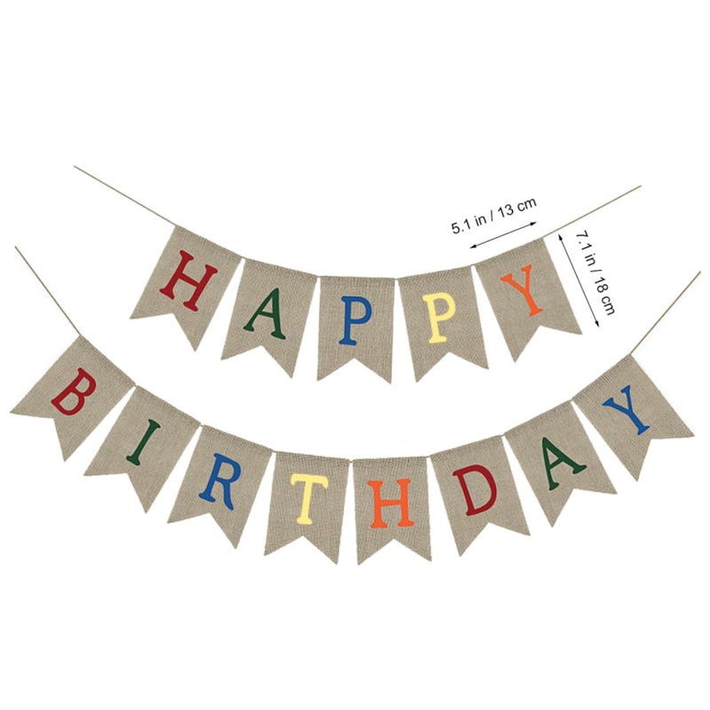 Colorful Linen Birthday Banner Dovetail Bunting Pull Flag For Party Decoration - Image 3