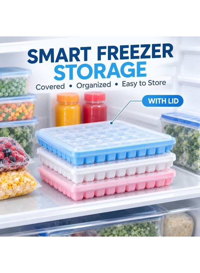 Lukadah 84 Grid Ice Cube Tray with Lid, Plastic Ice Cube Mold, Multicolour Ice Tray for Freezer, Easy Release Square Ice Cube Maker, Stackable Food Grade Plastic Tray for Water, Juice, Coffee, Cocktails & Cold Drinks (Multi-colour) - Image 5