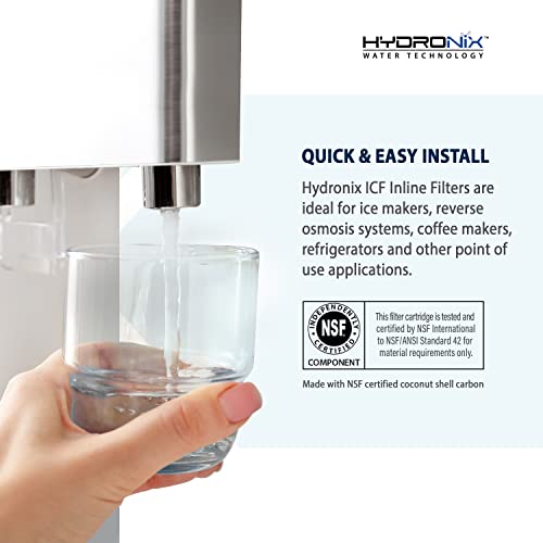 Hydronix 5 Pack ICF-10 Reverse Osmosis Post Polishing, Fridge & Ice Inline Coconut GAC Water Filter, 2000 Gal 1/4" NPT - Image 3