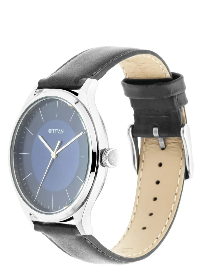 تيتان Titan Men's Urban Edge Blue Dial Leather Watch