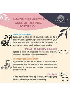 Devinez Jojoba Oil, 100% Pure Virgin Cold Pressed, Unrefined, Exceptional moistruizer for skin, hair, scalp, nails perfect for sensitive & dry skin, 50ml - pzsku/Z9A8840A6B4C3730B291EZ/45/_/1738305511/6d0f5717-e945-499e-917d-8ab60740e8f7