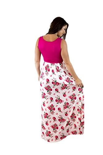 Charm Your Prince Women's Pink Floral Tank Top Rayon Maxi Dress L - Image 4