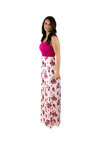 Charm Your Prince Women's Pink Floral Tank Top Rayon Maxi Dress L - Image 3