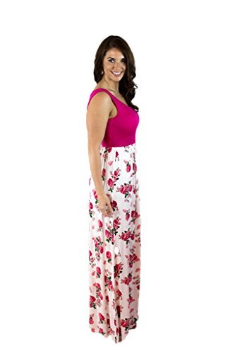 Charm Your Prince Women's Pink Floral Tank Top Rayon Maxi Dress L - Image 1