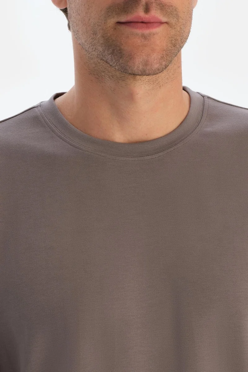 داجي Grey Men's Modal Bis Collar Sweatshirt