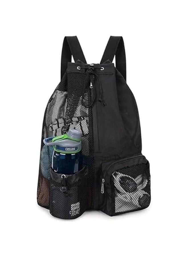 HOOKOR Mesh Swim Bag, Drawstring Backpack with Wet Pocket Beach Backpack for Swimming, for Swimming, Gym, and Workout Gear  - Image 1