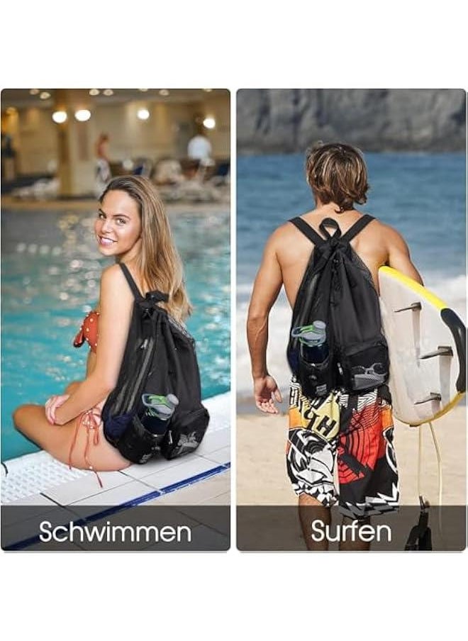 HOOKOR Mesh Swim Bag, Drawstring Backpack with Wet Pocket Beach Backpack for Swimming, for Swimming, Gym, and Workout Gear  - Image 4