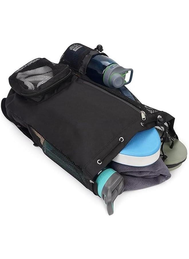 HOOKOR - Mesh Swim Bag, Drawstring Backpack with Wet Pocket Beach Backpack for Swimming, for Swimming, Gym, and Workout Gear - Image 1