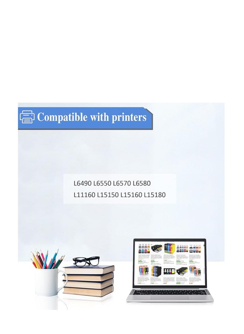 112 Ink Compatible with Epson 112 C13T06C14A C13T06C24A C13T06C34A C13T06C44A Ink Container Refill Ink Multipack for ECOTANK L6490 L6550 L6570 L6580 L1116 0 L15 0150 L15160 L15180(4-Pack)  - Image 2