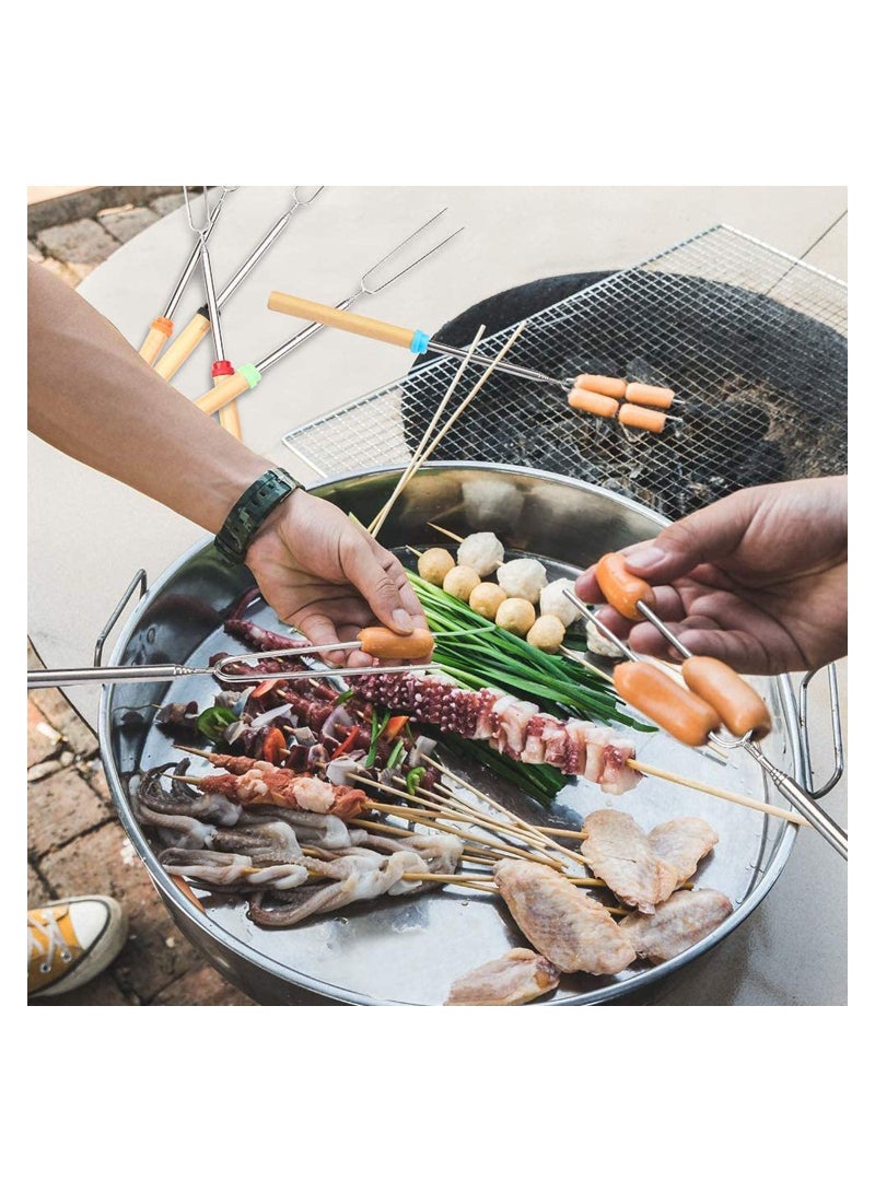 Y&D Campfire Roasting Sticks for Marshmallow and Hot Dog KASTWAVE Set of 8 Telescopic Skewers Extra Long Heavy Duty Forks Fire Pit & Fireplace, Camping Grill Accessories with Portable Bag  - Image 2