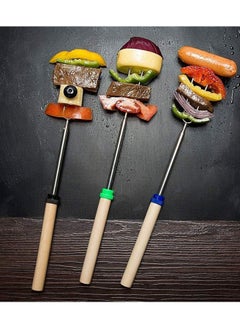 Y&D Campfire Roasting Sticks for Marshmallow and Hot Dog KASTWAVE Set of 8 Telescopic Skewers Extra Long Heavy Duty Forks Fire Pit & Fireplace, Camping Grill Accessories with Portable Bag  - Image 3