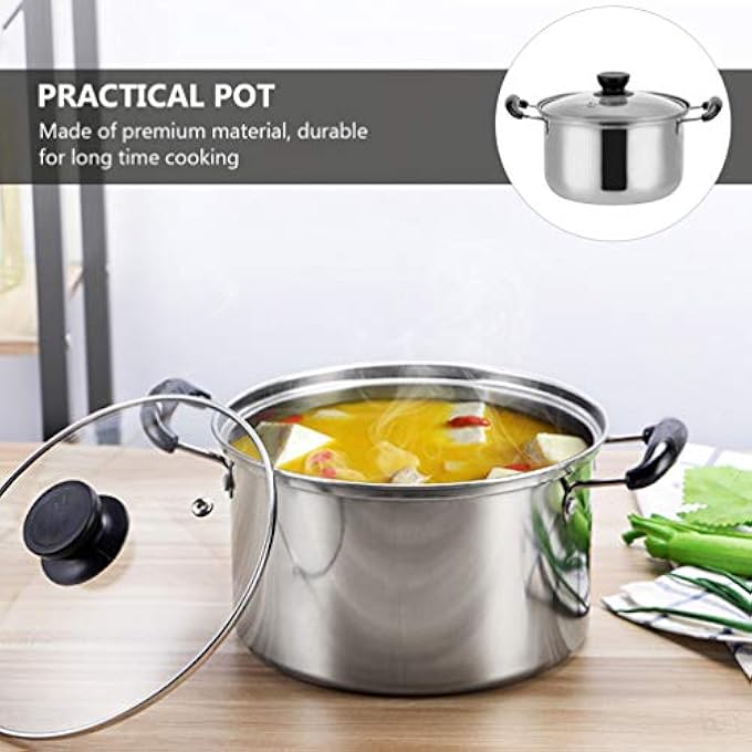 DOITOOL Stainless Steel Stock Pot With Glass Lid Steel Soup Pot Cooking Pot Hot Pot With Handle 18Cm - Image 5