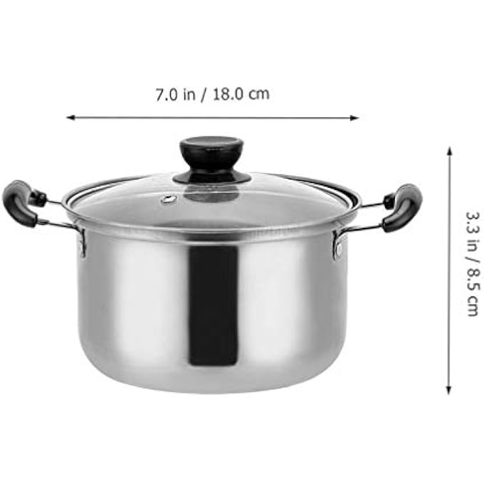 DOITOOL Stainless Steel Stock Pot With Glass Lid Steel Soup Pot Cooking Pot Hot Pot With Handle 18Cm - Image 3