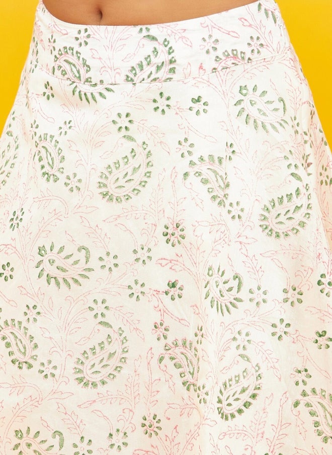 AKS White and Red Printed Lehenga Choli for Girls - Image 3
