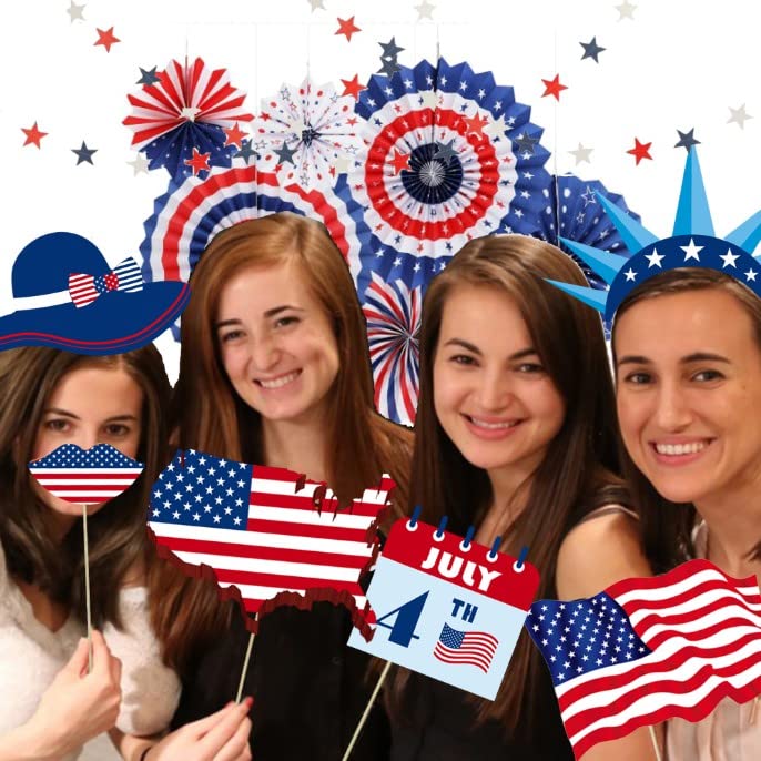 RUSTAMM 33 PCS 4th of July American Photo Booth Props USA Independence Day Patriotic Glasses I Love America Designer Photo Booth Props Kit Decor Celebrating Party DIY Decorations Supplies - Image 2