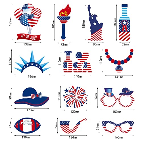 RUSTAMM 33 PCS 4th of July American Photo Booth Props USA Independence Day Patriotic Glasses I Love America Designer Photo Booth Props Kit Decor Celebrating Party DIY Decorations Supplies - Image 5