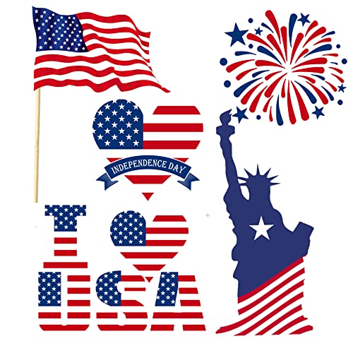 RUSTAMM 33 PCS 4th of July American Photo Booth Props USA Independence Day Patriotic Glasses I Love America Designer Photo Booth Props Kit Decor Celebrating Party DIY Decorations Supplies - Image 4