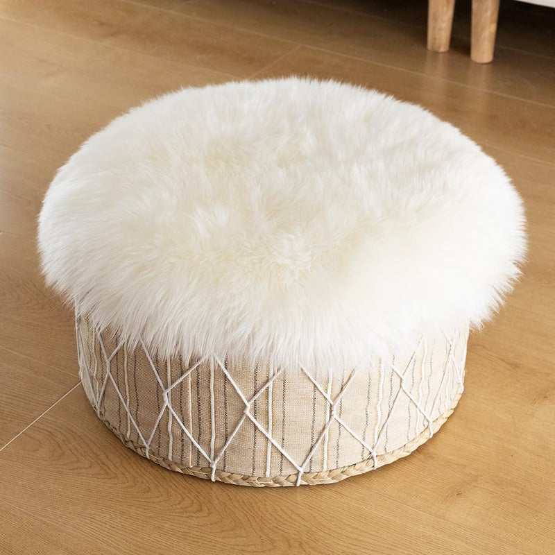 LLB Sheepskin Chair Pads - Office & Dining Room Chair Cushions (16.5" Round, Pack of 1), Ivory White - Image 5