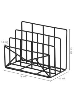 MyGift 3 Slot Modern Black Metal Wire Freestanding Desk Mail Sorter With Envelope Design Office Desktop Letter File And Bill Compact Storage Organizer  - Image 5