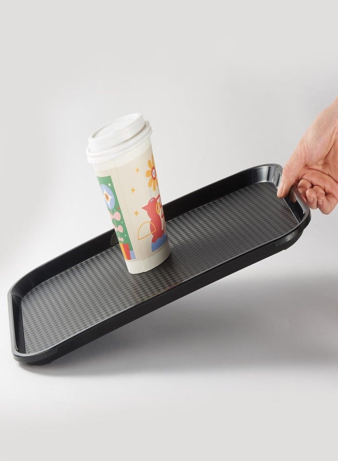 CURTA Rectangle Plastic Serving Trays– Cafeteria/Fast Food Tray, for Restaurant, School Lunch, Coffee Shop & Home Use – Durable, Dishwasher Safe, Stackable, BPA-Free, 12” x 16”Set of 6 Black - Image 3
