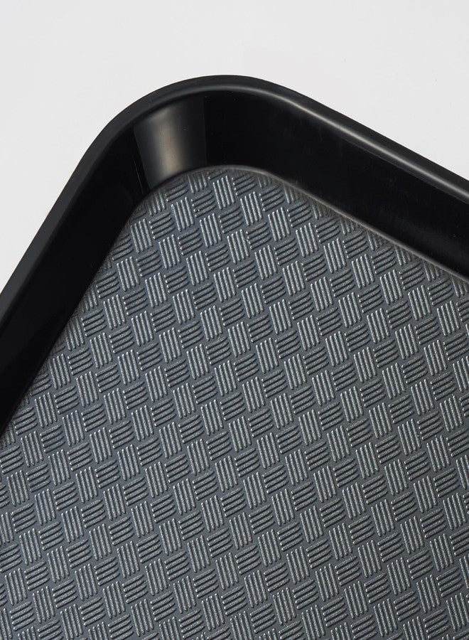 CURTA Rectangle Plastic Serving Trays– Cafeteria/Fast Food Tray, for Restaurant, School Lunch, Coffee Shop & Home Use – Durable, Dishwasher Safe, Stackable, BPA-Free, 12” x 16”Set of 6 Black - Image 5