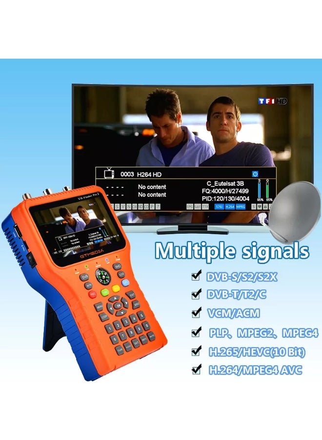 Gtmedia Upgraded V8 Finder Pro2 Satellite Signal Finder Meter SAT Finder DVB-S2X/S2/S/T2/T/C Signal Receiver MPEG for Adjusting Sat Dish - Image 2