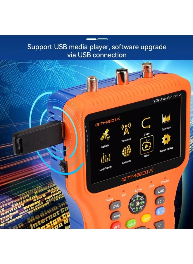 Gtmedia Upgraded V8 Finder Pro2 Satellite Signal Finder Meter SAT Finder DVB-S2X/S2/S/T2/T/C Signal Receiver MPEG for Adjusting Sat Dish - Image 3