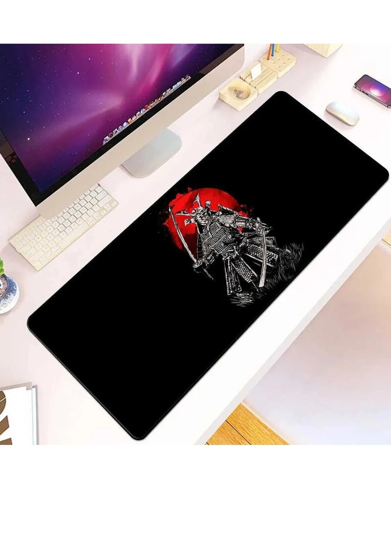 Japanese Iron Samurai Gaming Mouse Pad (70× 30cm) for Keyboard and Mouse Desk Mat – Anti Slip Rubber Base – Stitched Edges – Waterproof – Speed Edition - Image 2