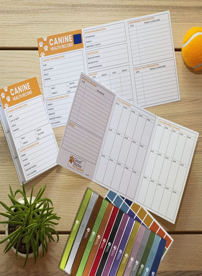 Good|Harbor Pet Puppy Whelping ID Kit - Dog ID Collars, Sticker Sheet & Vaccination Record Booklets - Image 2