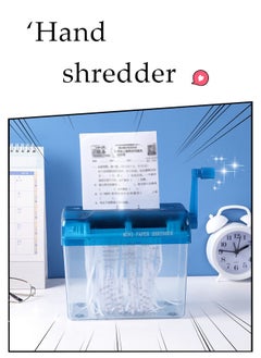 DUNISO Mini Hand Shredder, Portable Paper Shredder Manual Shredder, for Home and Office with 1L Transparent Plastic Window Bin (Blue)  - Image 2