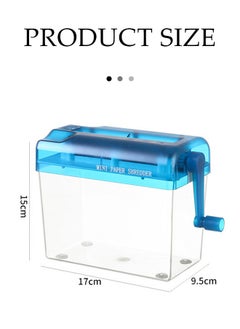 DUNISO Mini Hand Shredder, Portable Paper Shredder Manual Shredder, for Home and Office with 1L Transparent Plastic Window Bin (Blue)  - Image 3