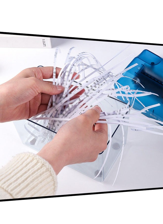 DUNISO - Mini Hand Shredder, Portable Paper Shredder Manual Shredder, for Home and Office with 1L Transparent Plastic Window Bin (Blue) - Image 1