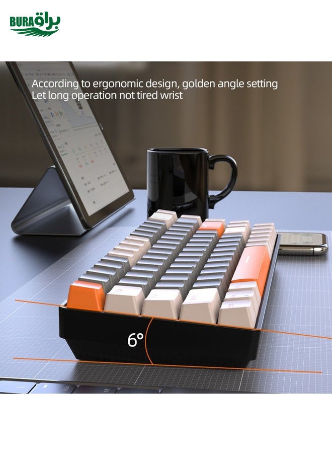 BURAQ - ZIYOU LANG K68 68 Keys Bluetooth Wireless Dual Model Mechanical Keyboard, Style: Green Shaft Version (Milkshake) - Image 1