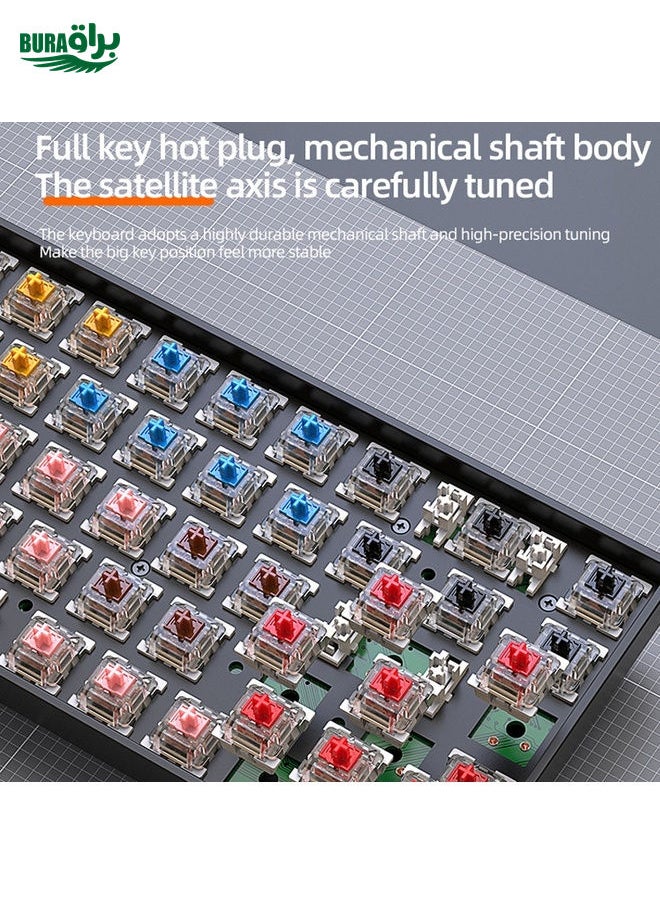 BURAQ - ZIYOU LANG K68 68 Keys Bluetooth Wireless Dual Model Mechanical Keyboard, Style: Green Shaft Version (Milkshake) - Image 1