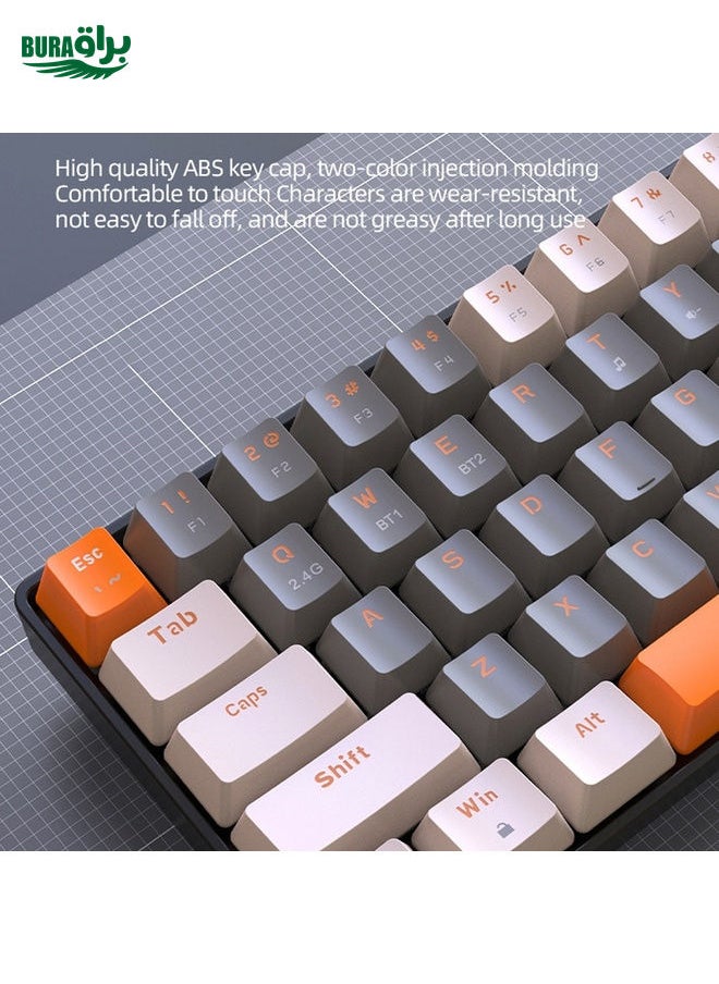 BURAQ - ZIYOU LANG K68 68 Keys Bluetooth Wireless Dual Model Mechanical Keyboard, Style: Green Shaft Version (Milkshake) - Image 1