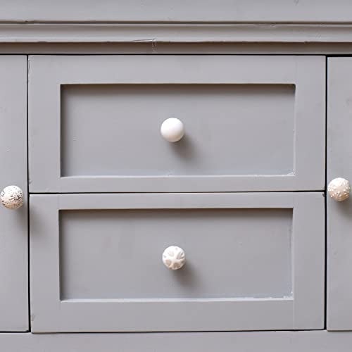 Indian-Shelf Cream White Ceramic Cabinet Knobs- Dresser Knobs 8 Pack- Drawer Pulls- Vintage Knobs- Decorative Knobs- White Drawer Knobs- Kitchen Cabinet Knobs- Knobs Pulls- Cream Cabinet Pulls- Door Handles 1" - Image 2