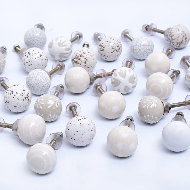 Indian-Shelf Cream White Ceramic Cabinet Knobs- Dresser Knobs 8 Pack- Drawer Pulls- Vintage Knobs- Decorative Knobs- White Drawer Knobs- Kitchen Cabinet Knobs- Knobs Pulls- Cream Cabinet Pulls- Door Handles 1" - Image 4