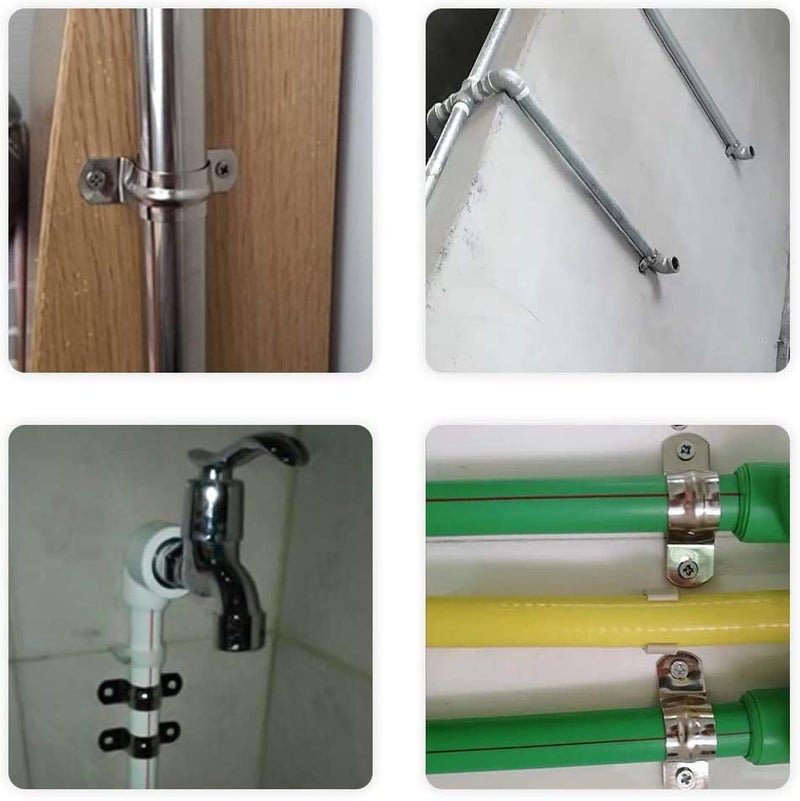 AGASTRIYA Metal U Shaped Pipe Strap Tension Tube Clamps Clips 25mm Highly Durable 20 Pieces Pipe Clips Pipe Sleeves Pipe Fittings - Image 3