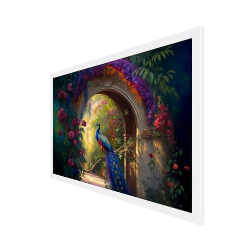 DEKORSTATION A Vibrant Display of Nature's Beauty and Grace Vivid Elegance Peacock Canvas Floating Framed Wall Painting for Home and Office Décor (18 Inch W x 12 Inch H) - Image 3