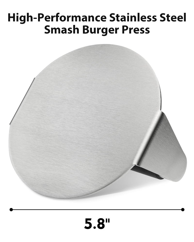 FANGSUN Burger Press with Heat-Resistant Handle, 5.8 Inch Stainless Steel Burger Smasher, Round Non-Stick Hamburger Press for Griddle or Flat Top Grill, Griddle Accessory, Gift Package - Image 5