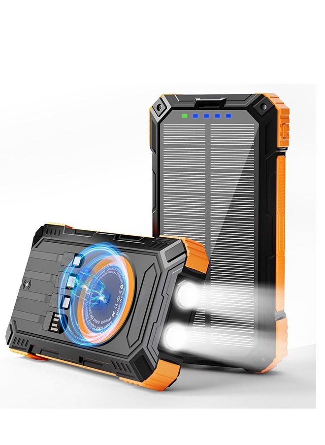 General Solar Charger Power Bank 49800mAh Solar Phone Charger with USB-C in/Output, QC 3.0 Fast Charging with LED Flashlight, Portable Power Bank Built-in 4 Cables, IP65 Waterproof Fits for Outdoor  - Image 1