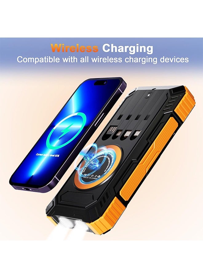 General Solar Charger Power Bank 49800mAh Solar Phone Charger with USB-C in/Output, QC 3.0 Fast Charging with LED Flashlight, Portable Power Bank Built-in 4 Cables, IP65 Waterproof Fits for Outdoor  - Image 3