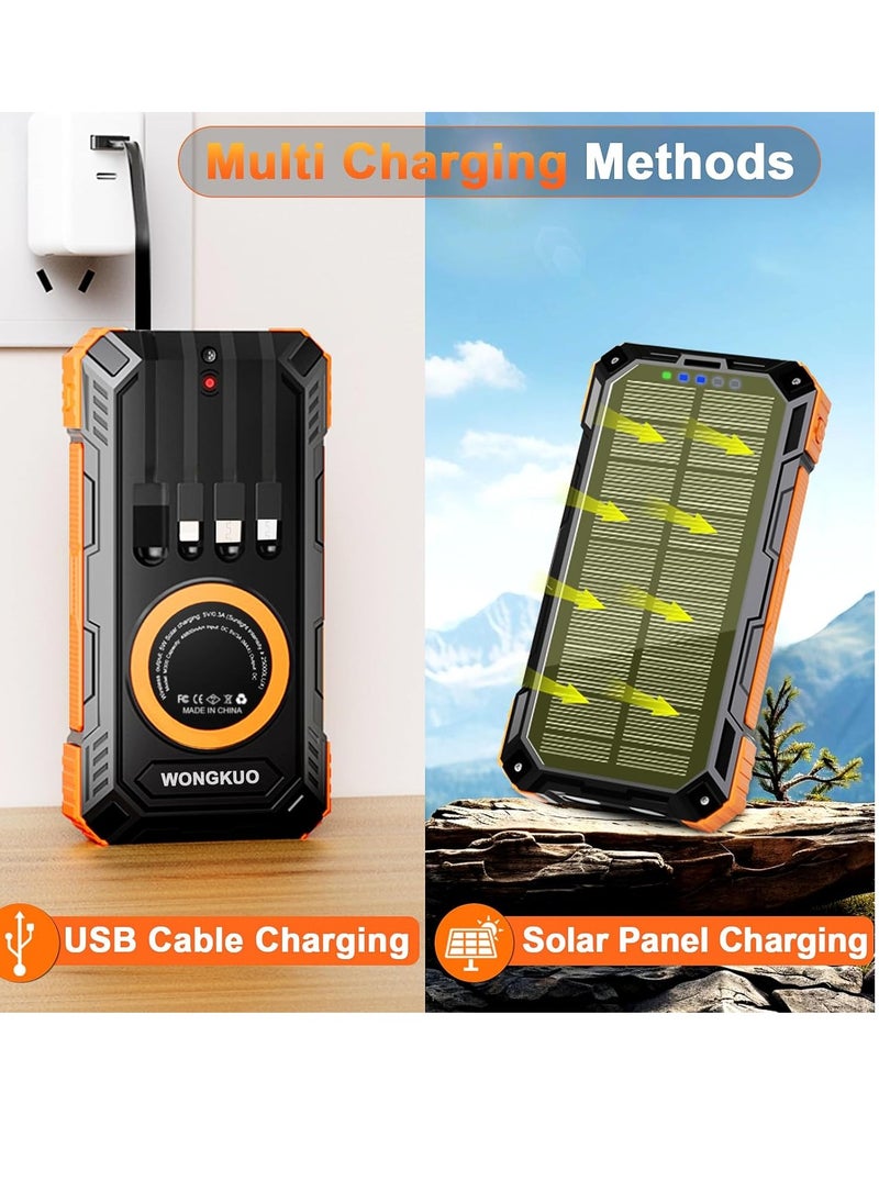 General Solar Charger Power Bank 49800mAh Solar Phone Charger with USB-C in/Output, QC 3.0 Fast Charging with LED Flashlight, Portable Power Bank Built-in 4 Cables, IP65 Waterproof Fits for Outdoor  - Image 5