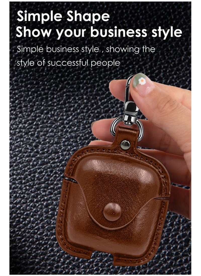 Waldic Huawei Freebuds SE 3 Premium Leather Protective Case Cover For Huawei Freebuds SE 3 (Front LED Visible) | Shockproof Full-Body Protective Case Cover for Huawei Freebuds SE 3 with Keychain (Airpods Not Included) - Dark Brown  - Image 2