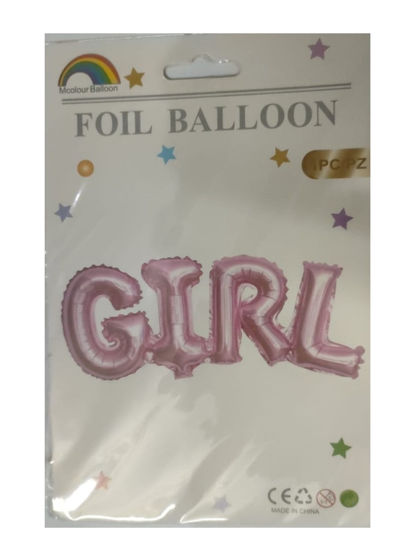 بالون فويل بتصميم كلمة فتاة  لاعياد ميلاد البنات واحتفال استقبال المولودة والديكور - Image 2