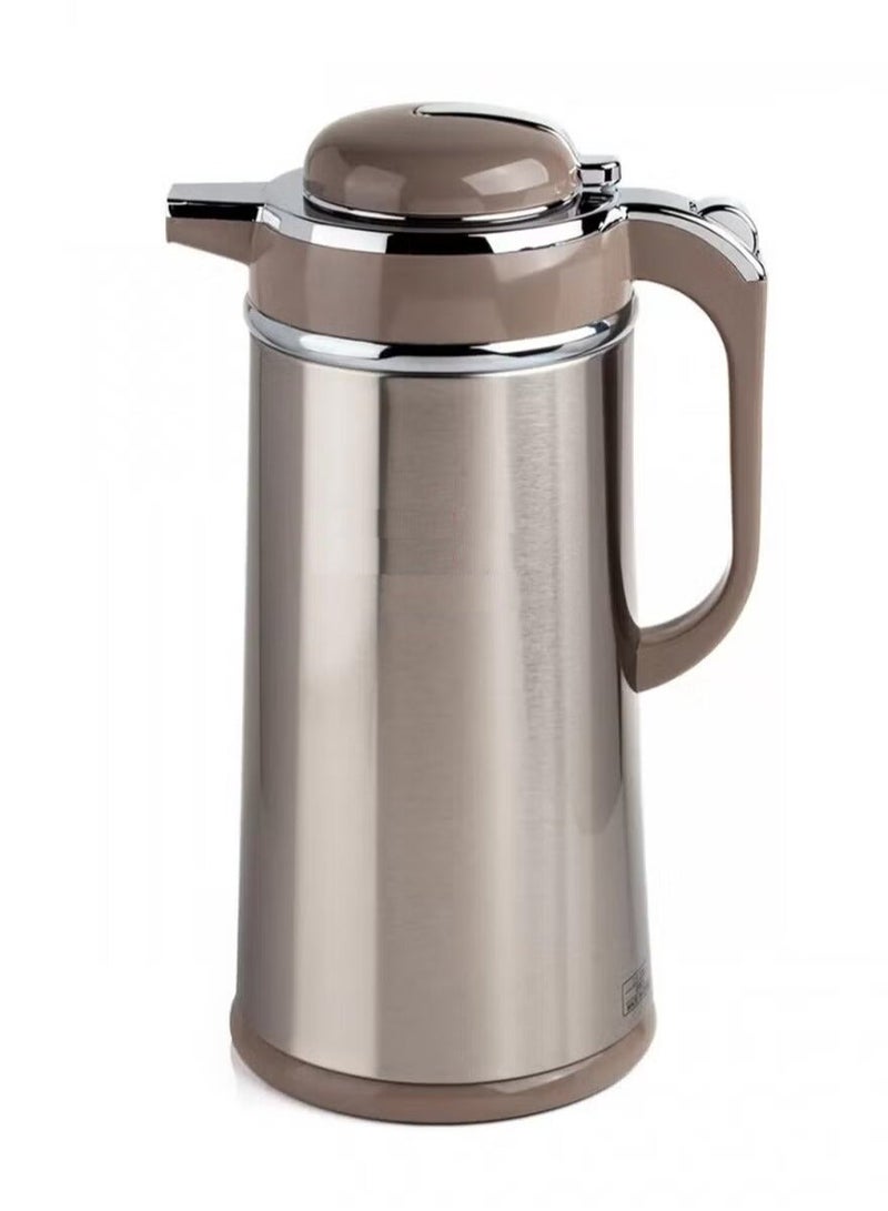VOYAGER Thermal Coffee and Tea Flask in Silver with Beige Touch – Double-Wall Stainless Steel Insulated Design in Multiple Capacities (1L / 1.3L / 1.6L / 1.9L) – Perfect for Hospitality and Everyday Use - Image 5