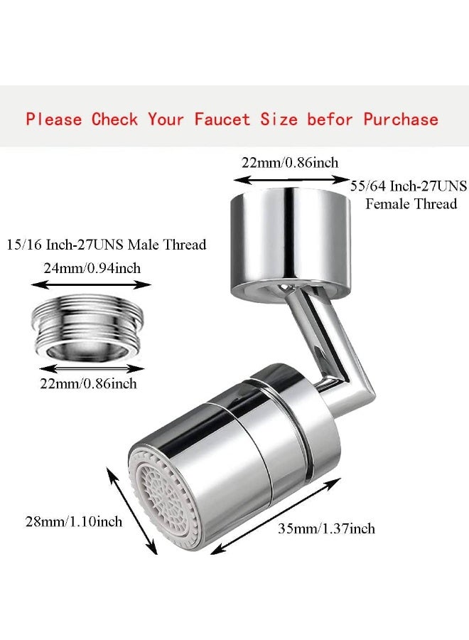 مصفاة وصنبور دوار عالمي 720° – موزع ماء مقاوم للرذاذ مع وضعين لتدفق المياه وفلتر شبكي بأربع طبقات للحمام والمطبخ - Image 3